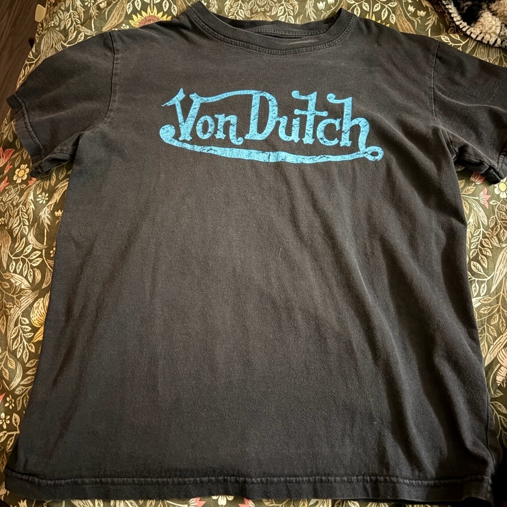Von Dutch Black T-Shirt with Turquoise Logo